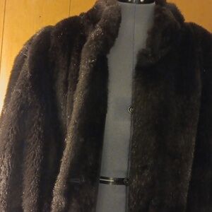 Luxurious Dark Brown FAUX Fur Coat